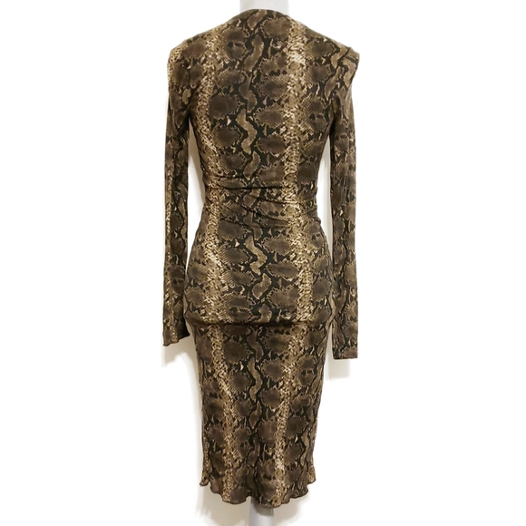 Kenneth Cole Long Sleeve Python Print Ruched Dress - Picture 3 of 7